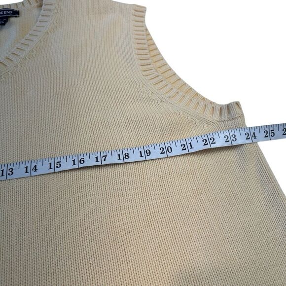 Land's End Women's Preppy Coastal Butter Yellow Knit V Neck Vest, XL - Picture 7 of 7